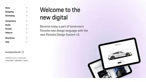 Porsche Design System v3 landing page